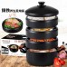 Pre-Seasoned Iron 4-Layer Food Steamer Cookware Pot  Set with lid Stovepot